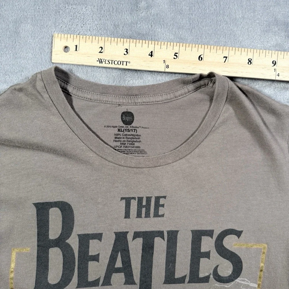 The Beatles Shirt Womens S M Juniors XL 15 17 Gray Graphic Tee Jumping Apple